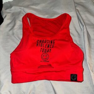 Red sports bra